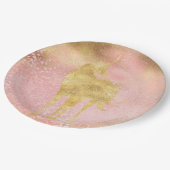 Gold Blush Pink Magical Unicorn Pappteller (Schrägansicht)