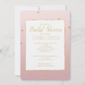 Gold Blush Pink Ombre Herz Einladung (Vorderseite)