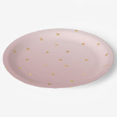 Gold Blush Pink Ombre Herz Pappteller (Schrägansicht)
