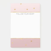 Gold Blush Pink Ombre Herz Post-it Klebezettel (Vorderseite)