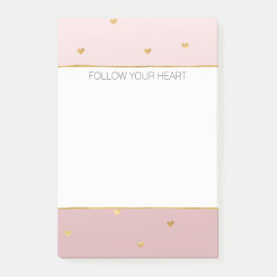 Gold Blush Pink Ombre Herz Post-it Klebezettel