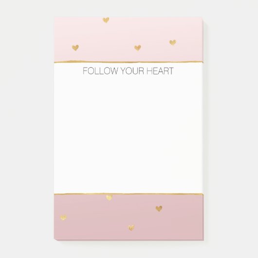 Gold Blush Pink Ombre Herz Post-it Klebezettel (Vorderseite)