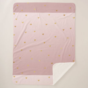 Gold Blush Pink Ombre Herz Sherpadecke