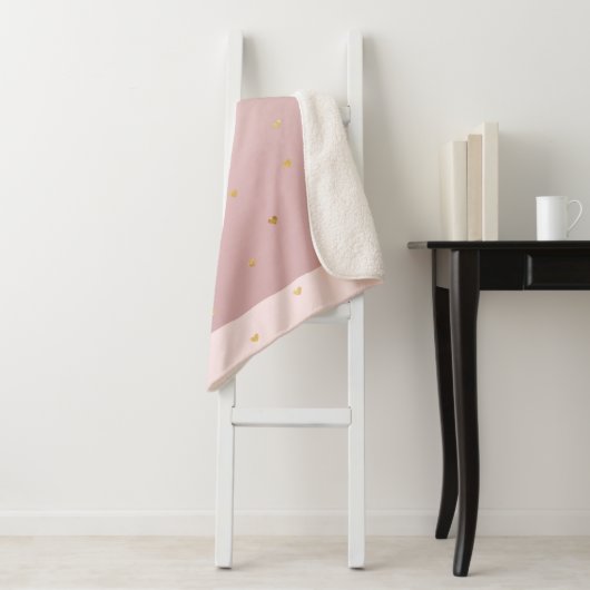 Gold Blush Pink Ombre Herz Sherpadecke (Beispiel)