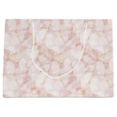 Gold Blush Pink Rose Petals Floral Wedding Große Geschenktüte (Vorderseite)