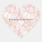 Gold Blush Pink Rose Petals Floral Wedding Herz-Aufkleber (Vorderseite)