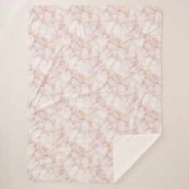 Gold Blush Pink Rosenblüten Blumen Sherpadecke