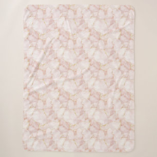 Gold Blush Pink Rosenblüten Blumen Sherpadecke