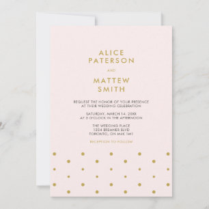 Gold & Blush Pink   Schicke moderne Hochzeitseinla Einladung