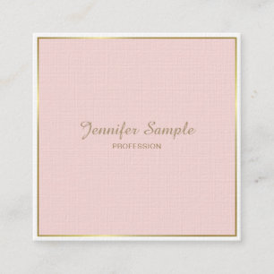 Gold Blush Pink White Modern Elegant Luxus Trendy Quadratische Visitenkarte