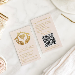 Gold Blush Reinigungsdienst Dienstmädchen QR-Code- Visitenkarte