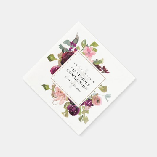 GOLD BLUSH ROTE ROSE FLORAL ERSTE HOLZGEMEINSCHAFT SERVIETTE (Ecke)