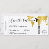GOLD Boarding Pass Reisen Save the Date Hochzeit Einladung (Vorderseite)