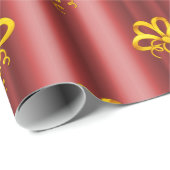 Gold Bogen auf Red Christmas Geschenkpapier (Rolleneckpunkt)