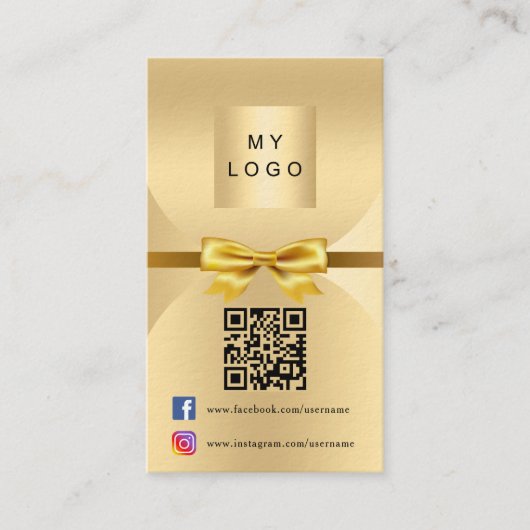 Gold Bogen Bogen Foto Qr Social Media Premium Visitenkarte (Vorderseite)