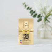 Gold Bogen Bogen Foto Qr Social Media Premium Visitenkarte (Stehend Vorderseite)