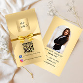 Gold Bogen Bogen Foto Qr Social Media Premium Visitenkarte