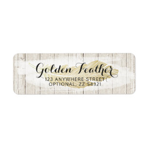 Gold Bohemian Feder Rustikal Rücksendeadresse
