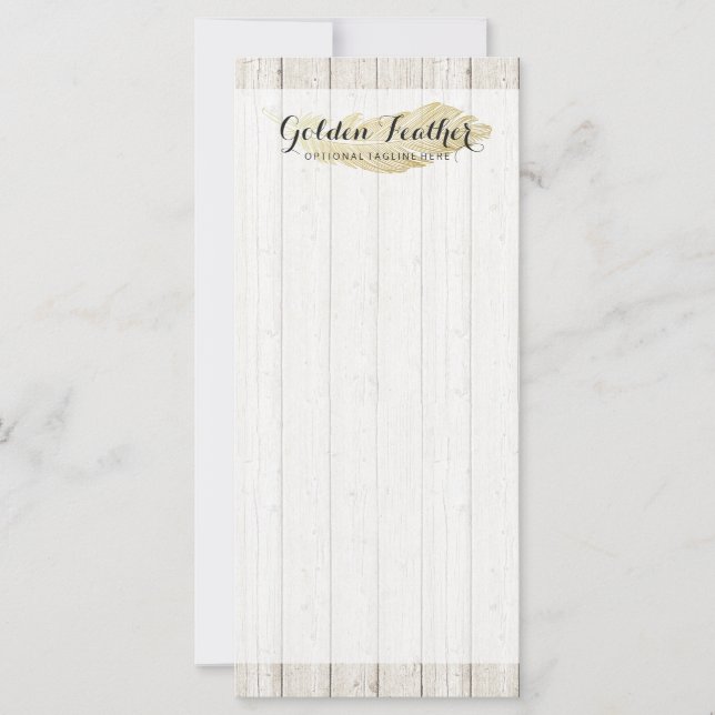 Gold Bohemisch Feather auf rustikalen Holzkarten (Vorderseite)