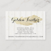 Gold Bohemisch Feather auf rustikalen Holzkarten Visitenkarte (Rückseite)