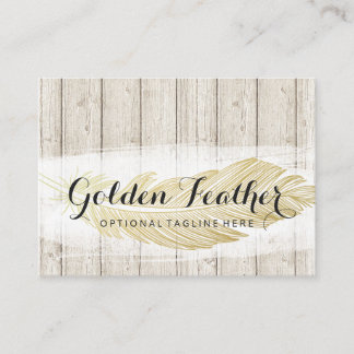 Gold Bohemisch Feather auf rustikalen Holzkarten Visitenkarte