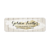 Gold Bohemisch Feather Rustikale Rücksendeadresse (Vorne)