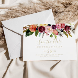 Gold Boho Blumen Horizontal Hochzeit speichern das Save The Date