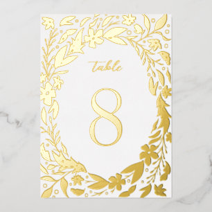 Gold Boho Blumenrand Garten Tischnummern