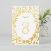Gold Boho Blumenrand Garten Tischnummern (Stehend vorne)
