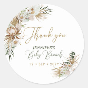 Gold Boho/Bohemian Baby Brunch Danke Runder Aufkleber