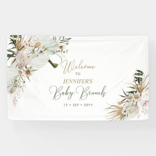 Gold Boho/Bohemisch Baby Brunch Willkommen Banner (Horizontal)