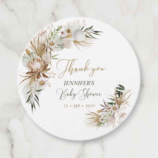 Gold Boho/Bohemisch Baby Dusche Vielen Dank Geschenkanhänger (Vorderseite)