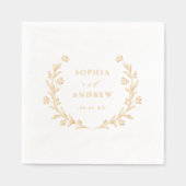 Gold Boho Botanical Floral Country Wedding Servietten Mit Folie (Vorderseite)