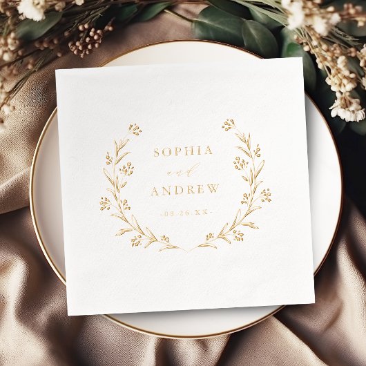Gold Boho Botanical Floral Country Wedding Servietten Mit Folie