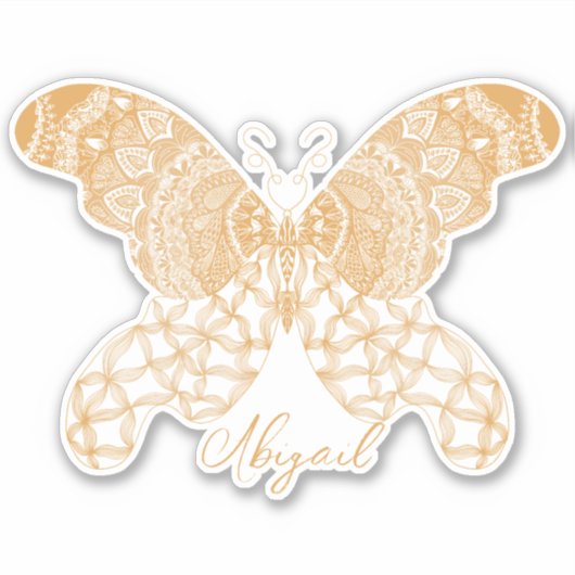 Gold Boho Butterfly Aufkleber (Vorderseite)