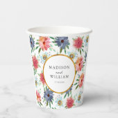 Gold Boho Chic Whimsical Greenery Wildblume Pappbecher (Rückseite)