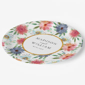 Gold Boho Chic Whimsical Greenery Wildblume Pappteller (Schrägansicht)