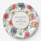 Gold Boho Chic Whimsical Greenery Wildblume Pappteller (Vorderseite)