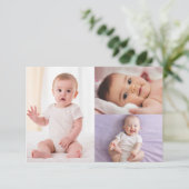 Gold Boho Cross 3-Foto-Taufe Dankeschön Karte (Stehend Vorderseite)