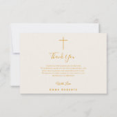 Gold Boho Cross 3-Foto-Taufe Dankeschön Karte (Rückseite)