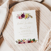 Gold Boho Floral Bridal Luncheon Brautparty Einladung