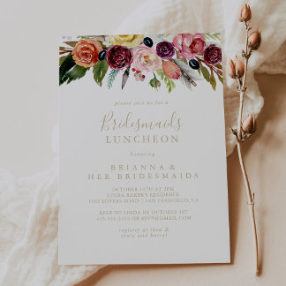 Gold Boho Floral Bridesmaids Mittagsdusche Einladung