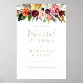 Gold Boho Floral Rehearsal Dinner Welcome Sign Poster (Vorne)