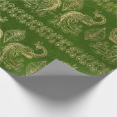 Gold-Boho-Friedenstruppen auf hellen grünen Fläche Geschenkpapier (Ecke)