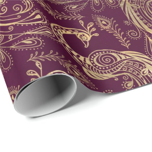 Gold-Boho-Friedenstruppen auf Lila Geschenkpapier (Rolleneckpunkt)