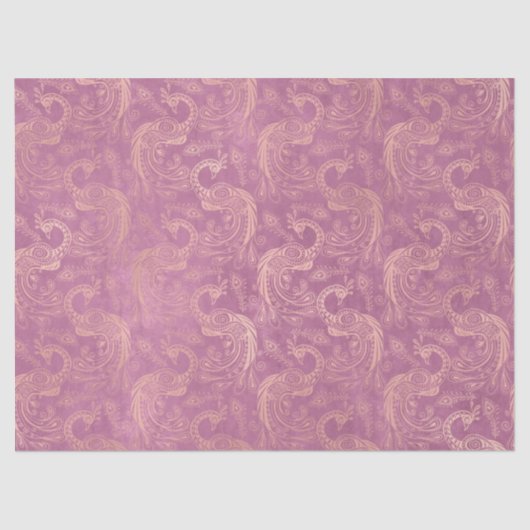 Gold-Boho-Friedenstruppen auf rosa Decoupage Seidenpapier (Vorderseite)