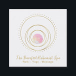 *~* Gold Boho Heilige Geometrie Luna Mondmond Rosa Quadratische Visitenkarte<br><div class="desc">* Energy Enhanced BOHO CELESTIAL UNIVERSE COSMOS LUNAR / LUNA GEOMETRIC MANDALA mit hellen Imitaten GOLD FOIL METALLIC CIRCLES und DOTS mit einem WATERCOLOR PASTEL PINK YELLOW PEACH und VIOLET Marmorkreis in der Mitte. Der Hintergrund auf der Vorderseite der Karte ist WHITE und die Rückseite der Karte ist BLACK. Die...</div>