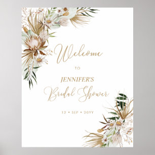 Gold Boho Hochzeit Brautparty Begrüßung Poster