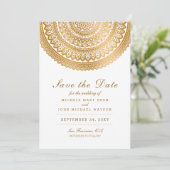 Gold Boho Mandala White Save the Date White Card (Stehend Vorderseite)