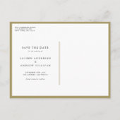 Gold Boho Minimalistisch Botanisch Save the Date Ankündigungspostkarte (Rückseite)